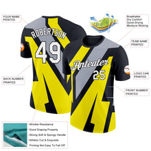 Laden Sie das Bild in den Galerie-Viewer, Uksn Individuelles Schwarz Grau-Hellgelb 3D Esports Funktions-T-Shirt
