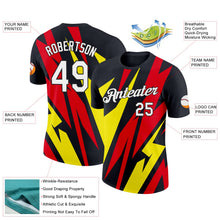 Laden Sie das Bild in den Galerie-Viewer, Uksn Individuelles Schwarz Hellgelb-Feuerrot 3D Esports Funktions-T-Shirt
