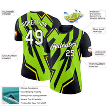 Laden Sie das Bild in den Galerie-Viewer, Uksn Individuelles Schwarz Neongrün-Hellgelb 3D Esports Funktions-T-Shirt
