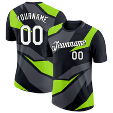 Laden Sie das Bild in den Galerie-Viewer, Uksn Individuelles Schwarz Stahlgrau-Neongrün 3D Esports Funktions-T-Shirt
