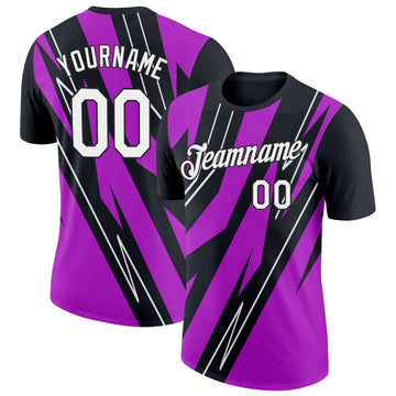 Uksn Individuelles Schwarz Weiß-Violett 3D Esports Funktions-T-Shirt