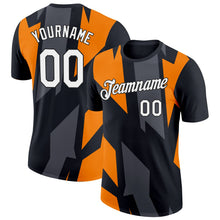 Laden Sie das Bild in den Galerie-Viewer, Uksn Individuelles Schwarz Bay Orange-Stahlgrau 3D Esports Funktions-T-Shirt
