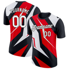 Laden Sie das Bild in den Galerie-Viewer, Uksn Individuelles Schwarz Weiß-Feuerrot 3D Esports Funktions-T-Shirt
