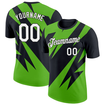 Uksn Individuelles Schwarz Weiß-Aurora-Grün 3D Esports Funktions-T-Shirt