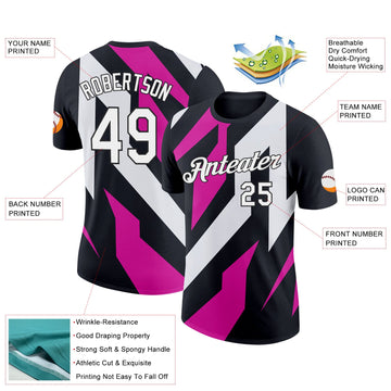Uksn Individuelles Schwarz Weiß-Hot Pink 3D Esports Funktions-T-Shirt