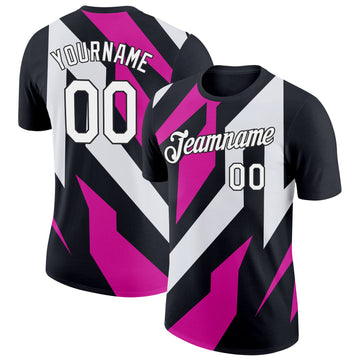 Uksn Individuelles Schwarz Weiß-Hot Pink 3D Esports Funktions-T-Shirt