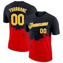 Laden Sie das Bild in den Galerie-Viewer, Uksn Individuelles Schwarz Gold-Feuerrot 3D Esports Funktions-T-Shirt
