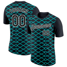 Laden Sie das Bild in den Galerie-Viewer, Uksn Individuelles Schwarz Aqua-Weiß 3D Esports Funktions-T-Shirt
