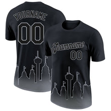 Laden Sie das Bild in den Galerie-Viewer, Uksn Individuelles Schwarz Grau 3D San Antonio City Edition Fade Fashion Funktions-T-Shirt
