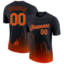 Laden Sie das Bild in den Galerie-Viewer, Uksn Individuelles Schwarz Orange-Grau 3D San Francisco City Edition Fade Fashion Funktions-T-Shirt
