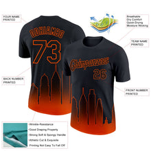 Laden Sie das Bild in den Galerie-Viewer, Uksn Individuelles Schwarz Orange 3D Philadelphia City Edition Fade Fashion Funktions-T-Shirt
