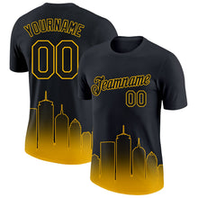 Laden Sie das Bild in den Galerie-Viewer, Uksn Individuelles Schwarz Gold 3D Boston City Edition Fade Fashion Funktions-T-Shirt
