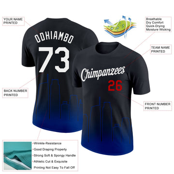 Uksn Individuelles Schwarz Weiß Royalblau-Rot 3D Los Angeles City Edition Fade Fashion Funktions-T-Shirt
