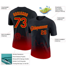 Laden Sie das Bild in den Galerie-Viewer, Uksn Individuelles Schwarz Rot-Gold 3D Atlanta City Edition Fade Fashion Funktions-T-Shirt
