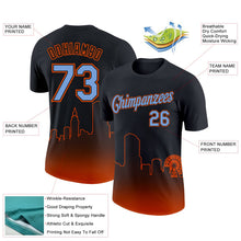 Laden Sie das Bild in den Galerie-Viewer, Uksn Individuelles Schwarz Puderblau-Orange 3D Miami City Edition Fade Fashion Funktions-T-Shirt
