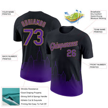 Laden Sie das Bild in den Galerie-Viewer, Uksn Individuelles Schwarz Violett-Altgold 3D Baltimore City Edition Fade Fashion Funktions-T-Shirt
