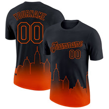 Laden Sie das Bild in den Galerie-Viewer, Uksn Individuelles Schwarz Orange 3D Baltimore City Edition Fade Fashion Funktions-T-Shirt
