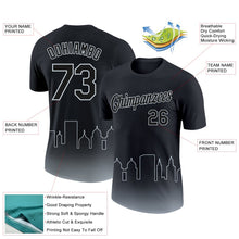 Laden Sie das Bild in den Galerie-Viewer, Uksn Individuelles Schwarz Silber 3D Oakland City Edition Fade Fashion Funktions-T-Shirt
