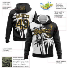 Laden Sie das Bild in den Galerie-Viewer, Uksn Individuelles Bestickt Schwarz Weiß-Altgold 3D Hawaii Kokospalmen Sport Pullover Sweatshirt Hoodie
