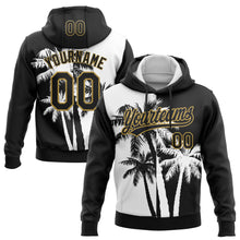 Laden Sie das Bild in den Galerie-Viewer, Uksn Individuelles Bestickt Schwarz Weiß-Altgold 3D Hawaii Kokospalmen Sport Pullover Sweatshirt Hoodie
