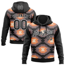 Laden Sie das Bild in den Galerie-Viewer, Uksn Individuelles Bestickt Schwarz Grau Orange-Weiß 3D Mexiko Azteken Muster Sport Pullover Sweatshirt Hoodie
