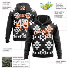 Laden Sie das Bild in den Galerie-Viewer, Uksn Individuelles Bestickt Schwarz Weiß-Orange 3D Mexiko Azteken Muster Sport Pullover Sweatshirt Hoodie
