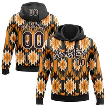 Laden Sie das Bild in den Galerie-Viewer, Uksn Individuelles Bestickt Schwarz Braun Orange Grün-Weiß 3D Mexiko Azteken Muster Sport Pullover Sweatshirt Hoodie
