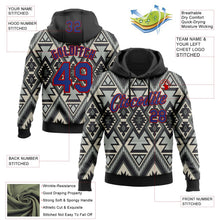 Laden Sie das Bild in den Galerie-Viewer, Uksn Individuelles Bestickt Schwarz Royalblau Grau-Rot 3D Mexiko Azteken Muster Sport Pullover Sweatshirt Hoodie
