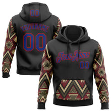 Laden Sie das Bild in den Galerie-Viewer, Uksn Individuelles Bestickt Schwarz Royalblau Creme Grau-Rot 3D Mexiko Azteken Muster Sport Pullover Sweatshirt Hoodie
