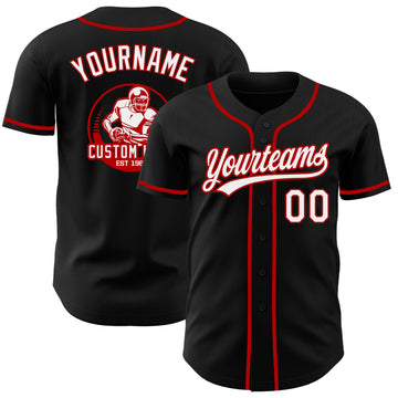 Uksn Individuelles Schwarz Weiß-Rot Authentisches Baseball-Trikot