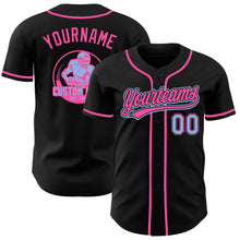 Laden Sie das Bild in den Galerie-Viewer, Uksn Individuelles Schwarz Hellblau-Pink Authentisches Baseball-Trikot
