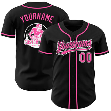 Uksn Individuelles Schwarz Pink-Weiß Authentisches Baseball-Trikot
