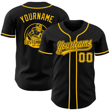 Uksn Individuelles Schwarz-Gold Authentisches Baseball-Trikot