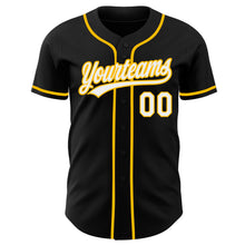 Laden Sie das Bild in den Galerie-Viewer, Uksn Individuelles Schwarz Weiß-Gold Authentisches Baseball-Trikot
