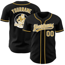 Laden Sie das Bild in den Galerie-Viewer, Uksn Individuelles Schwarz Altgold-Weiß Authentisches Baseball-Trikot
