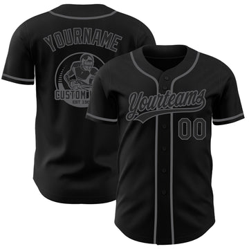 Uksn Individuelles Schwarz-Stahlgrau Authentisches Baseball-Trikot
