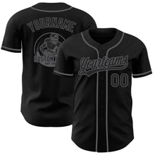 Laden Sie das Bild in den Galerie-Viewer, Uksn Individuelles Schwarz-Stahlgrau Authentisches Baseball-Trikot
