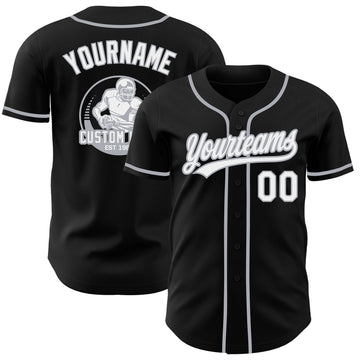 Uksn Individuelles Schwarz Weiß-Grau Authentisches Baseball-Trikot