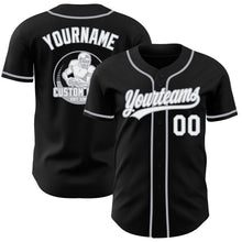Laden Sie das Bild in den Galerie-Viewer, Uksn Individuelles Schwarz Weiß-Grau Authentisches Baseball-Trikot
