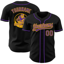 Laden Sie das Bild in den Galerie-Viewer, Uksn Individuelles Schwarz Violett-Gold Authentisches Baseball-Trikot
