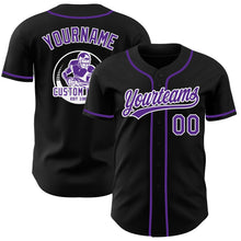 Laden Sie das Bild in den Galerie-Viewer, Uksn Individuelles Schwarz Violett-Weiß Authentisches Baseball-Trikot

