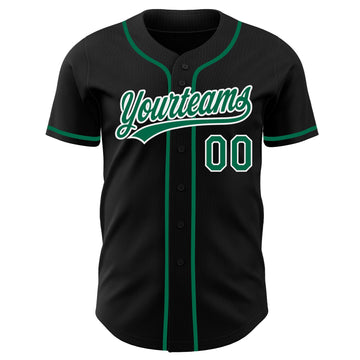 Uksn Individuelles Schwarz Kelly-Grün-Weiß Authentisches Baseball-Trikot
