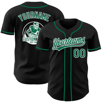 Uksn Individuelles Schwarz Kelly-Grün-Weiß Authentisches Baseball-Trikot