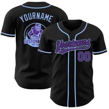 Uksn Individuelles Schwarz Violett-Hellblau Authentisches Baseball-Trikot