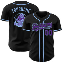 Laden Sie das Bild in den Galerie-Viewer, Uksn Individuelles Schwarz Violett-Hellblau Authentisches Baseball-Trikot
