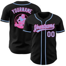 Laden Sie das Bild in den Galerie-Viewer, Uksn Individuelles Schwarz Hellblau-Pink Authentisches Baseball-Trikot
