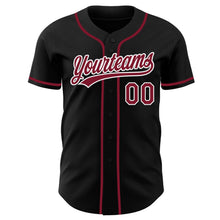 Laden Sie das Bild in den Galerie-Viewer, Uksn Individuelles Schwarz Karmesinrot-Weiß Authentisches Baseball-Trikot
