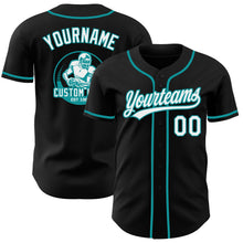 Laden Sie das Bild in den Galerie-Viewer, Uksn Individuelles Schwarz Weiß-Petrol Authentisches Baseball-Trikot
