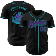 Laden Sie das Bild in den Galerie-Viewer, Uksn Individuelles Schwarz Violett-Petrol Authentisches Baseball-Trikot
