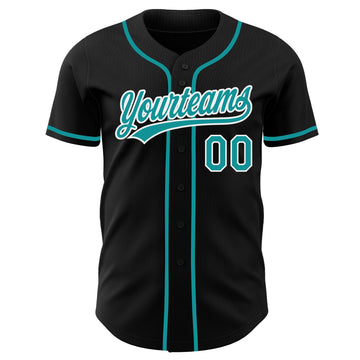 Uksn Individuelles Schwarz Petrol-Weiß Authentisches Baseball-Trikot
